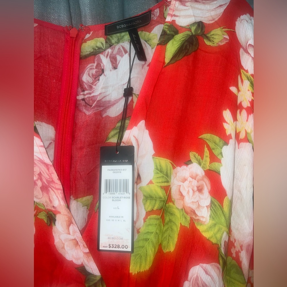 BCBGMaxAzria NWT Red Floral Maxi Dress - Picture 3 of 3